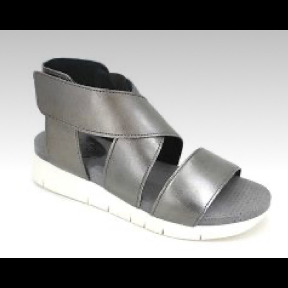 NIB NWT Bos. & Co. Pewter Piper Leather Sandal EU sz 36 US sz 5.5-6